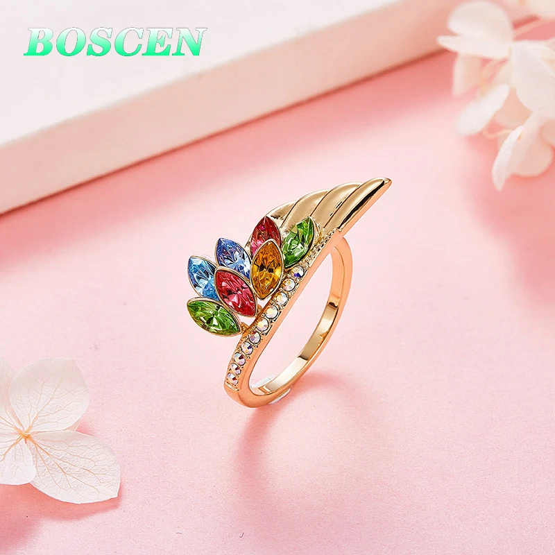 Женское кольцо BOSCEN украшенное Австрийскими кристаллами подарок на день рождения