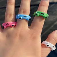 european and american ins trend simple geometric wide sided frog ring simple fashion three dimensional animal color resin ring