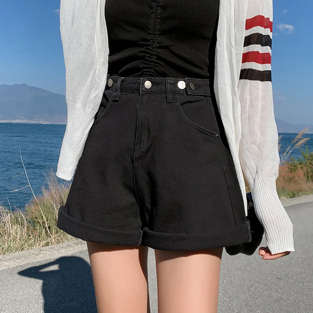 

Taille haute Denim Shorts femmes 2020 nouveau t dcontract Shorts 309# Vintage large jambe jean court ample haute rue chaude