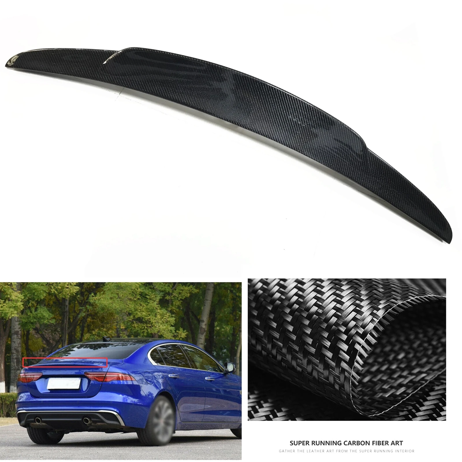 

For Jaguar XE 2020 Trunk Rear Spoiler Wing Real Carbon Fiber Car Tailgate Flap Decklid Lid Trim Roof Splitter Lip Auto Body Kit