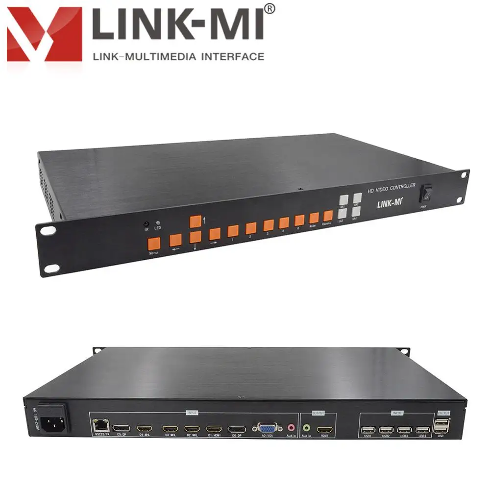 LINK MI 4K 4X1 мульти просмотр видео мультиплексор Ультра HD синтезатор HDMI + VGA DP вход RS232