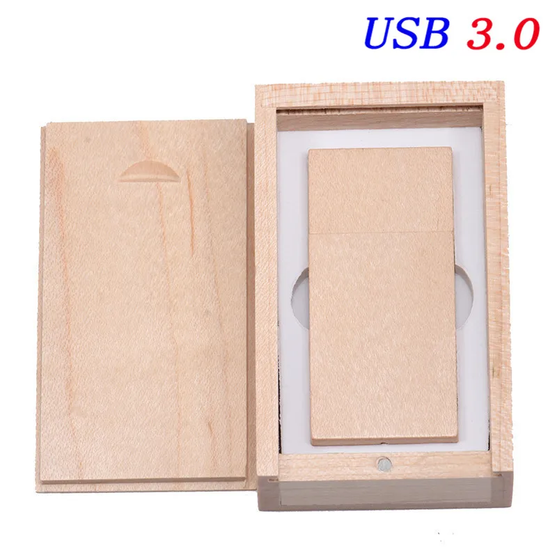 SHANDIAN USB 3,0 деревянный usb с коробкой USB флеш-накопитель ручка драйвер деревянные чипы pendrive 4 ГБ 8 ГБ 16 г 32 Гб 64 Гб креативный персональный логотип - Цвет: Maple with box
