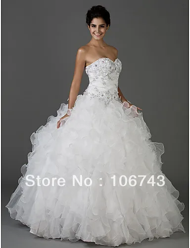 

free shipping 2016 new designer style hot sale Sexy wedding sweetheart princess custom size ball gown crystal white bridal dress
