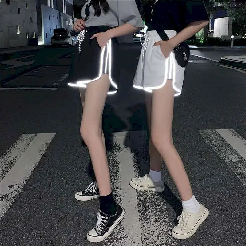 

NiceMix Reflective printed high waist shorts women streetwear Harajuku Korean clothing bf plus size shorts joggers summer short