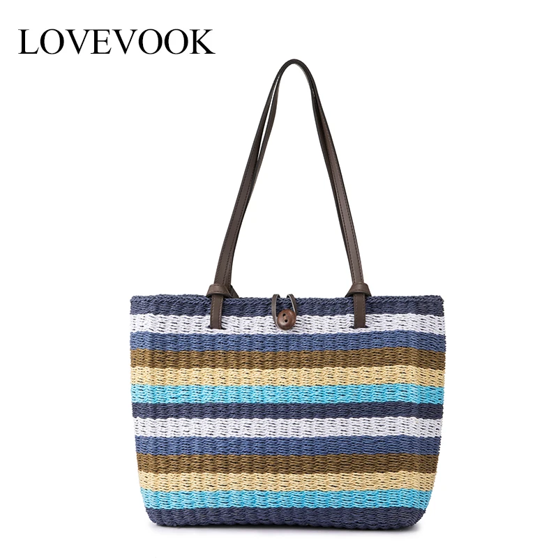 Женская соломенная сумка на плечо LOVEVOOK летние сумки из ротанга для путешествия с