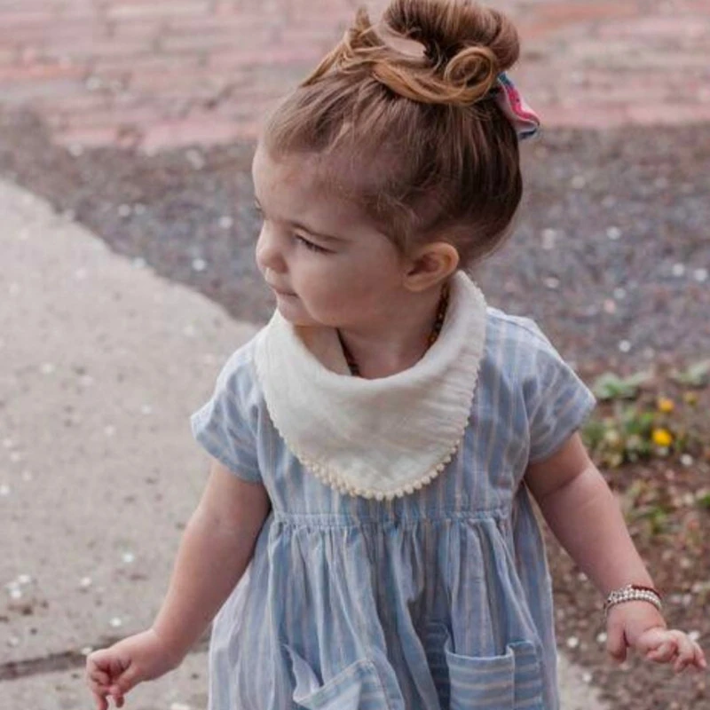 Baby Infants Feeding Bibs Soft Pure Cotton Bandana Saliva Towel Triangle Scarf 40JC