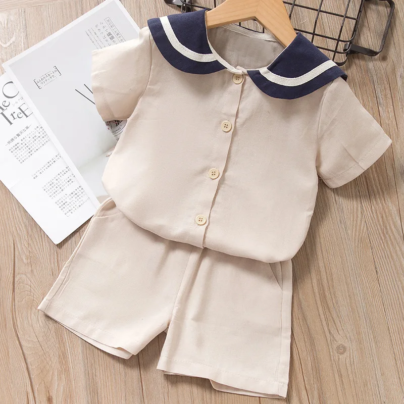 Детский комплект для маленьких девочек и мальчиков в морском стиле с рисунком