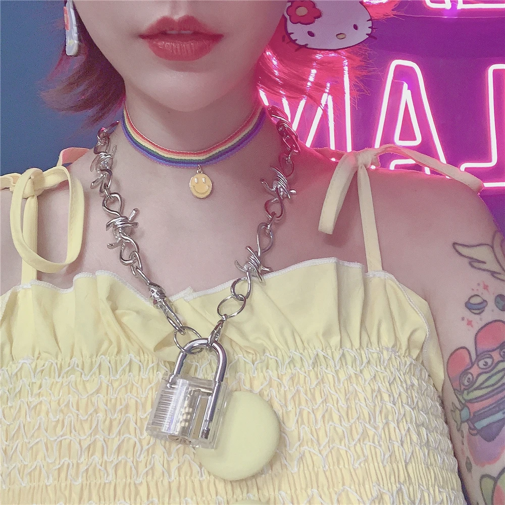 Эксклюзивный harajuku unif стиль нержавеющая сталь Сердце itgirl чокер с бусинами colar для женщин милое ожерелье в панк-стиле Collares Mujer