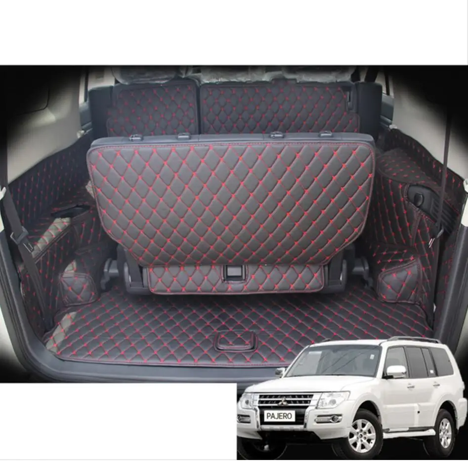 fiber leather car trunk mat for mitsubishi pajero Montero Shogun 2006-2019 2016 2015 2014 2013 2012 2011 2010 car accessories