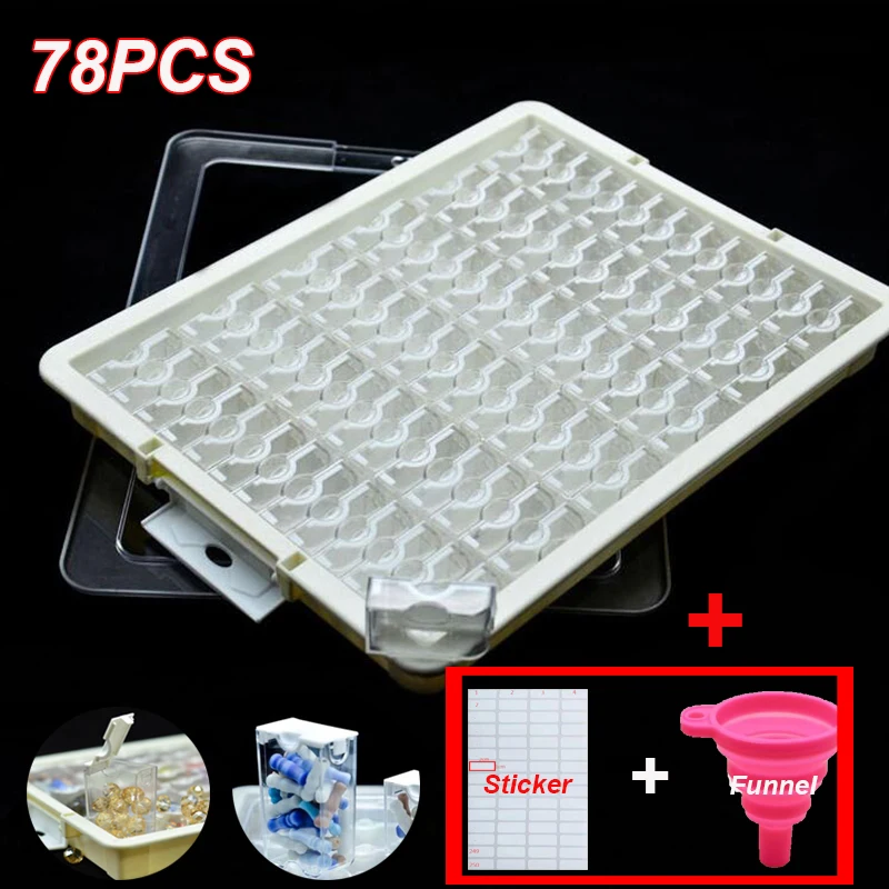 

Big 42/50/78 Slots Grids Storage Sticker Box Tool Diamond Painting Embroidery Accessories Bead Organizer Storage Case Container