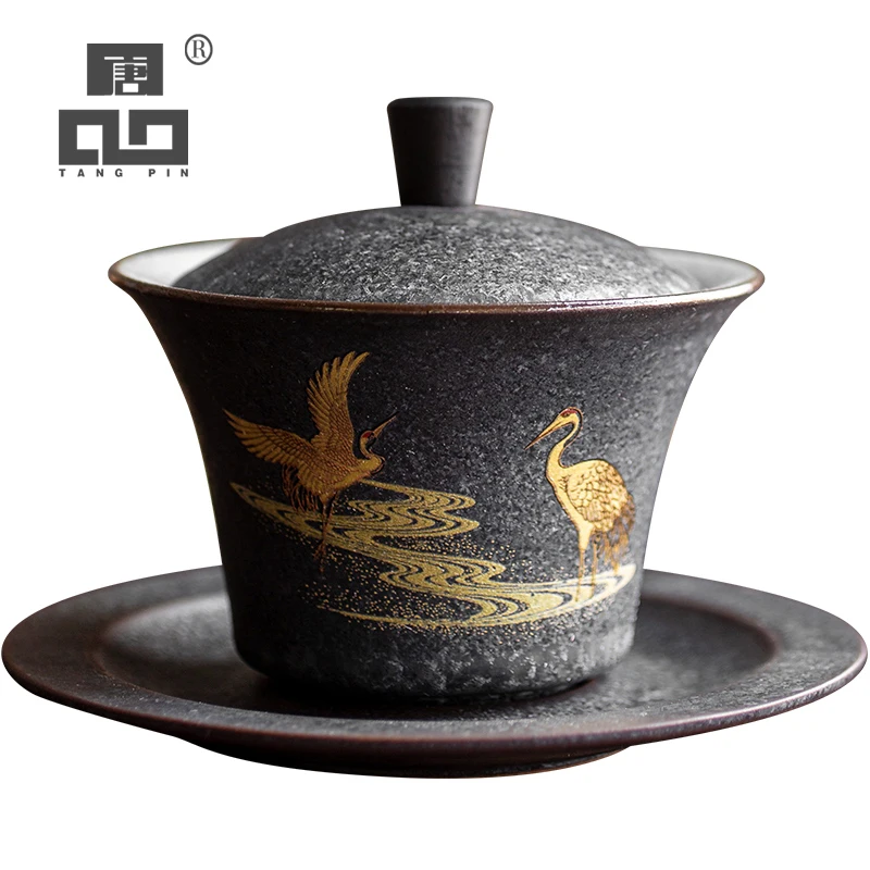 

TANGPIN ceramic gaiwan tea cup handmade tureen chinese kung fu tea set drinkware