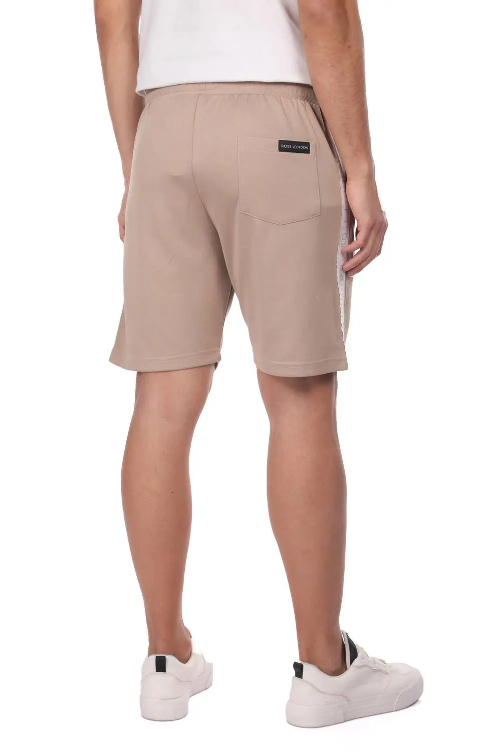 

Belted Banded Mens Shorts-Beige