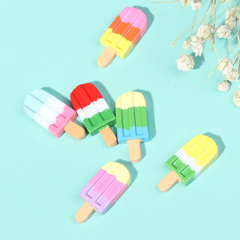 

5PCS Popsicle Mini Cartoon doll Accessories for 1/6 1/12 doll Dollhouse Miniature Pretend ice cream Kitchen Food