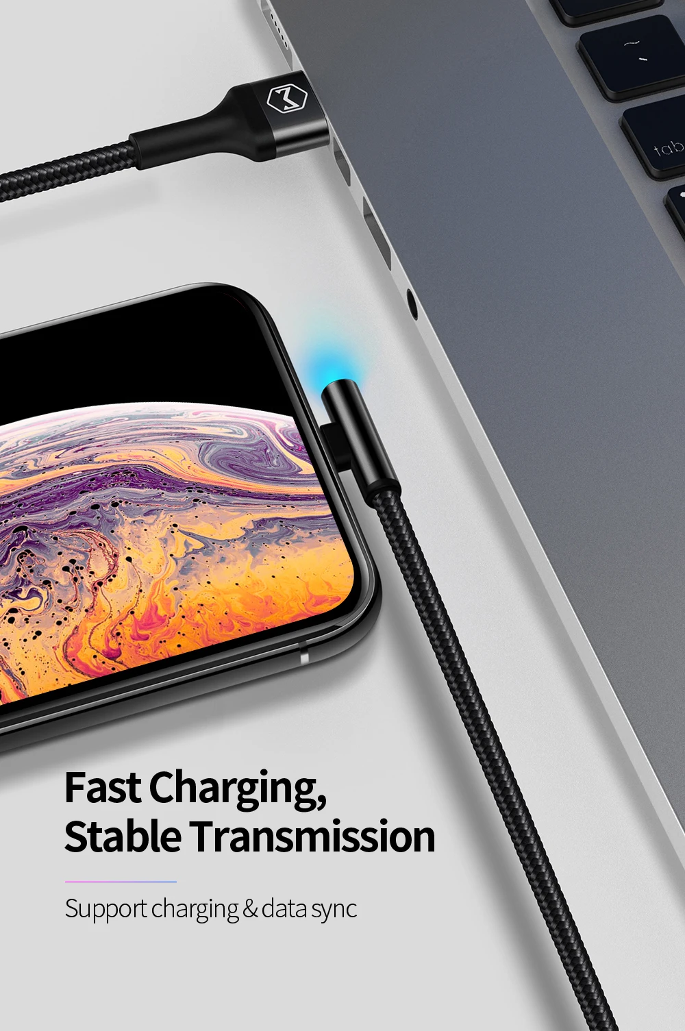 MCDODO синий светильник USB кабель для iPhone X XS Max XR 6s iPad Быстрая зарядка для iPhone кабель для зарядного устройства кабель для передачи данных кабели для мобильных телефонов