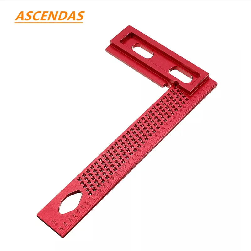 

Aluminum Alloy 200mm Woodworking Square Hole Positioning Metric Measuring Ruler Carpenter Scriber TP-0319