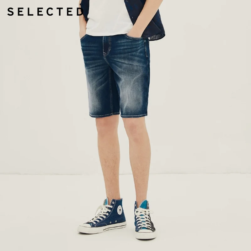 

SELECTED Men's White & worn-out Summer Cotton-blended Denim Shorts R|4202S3505