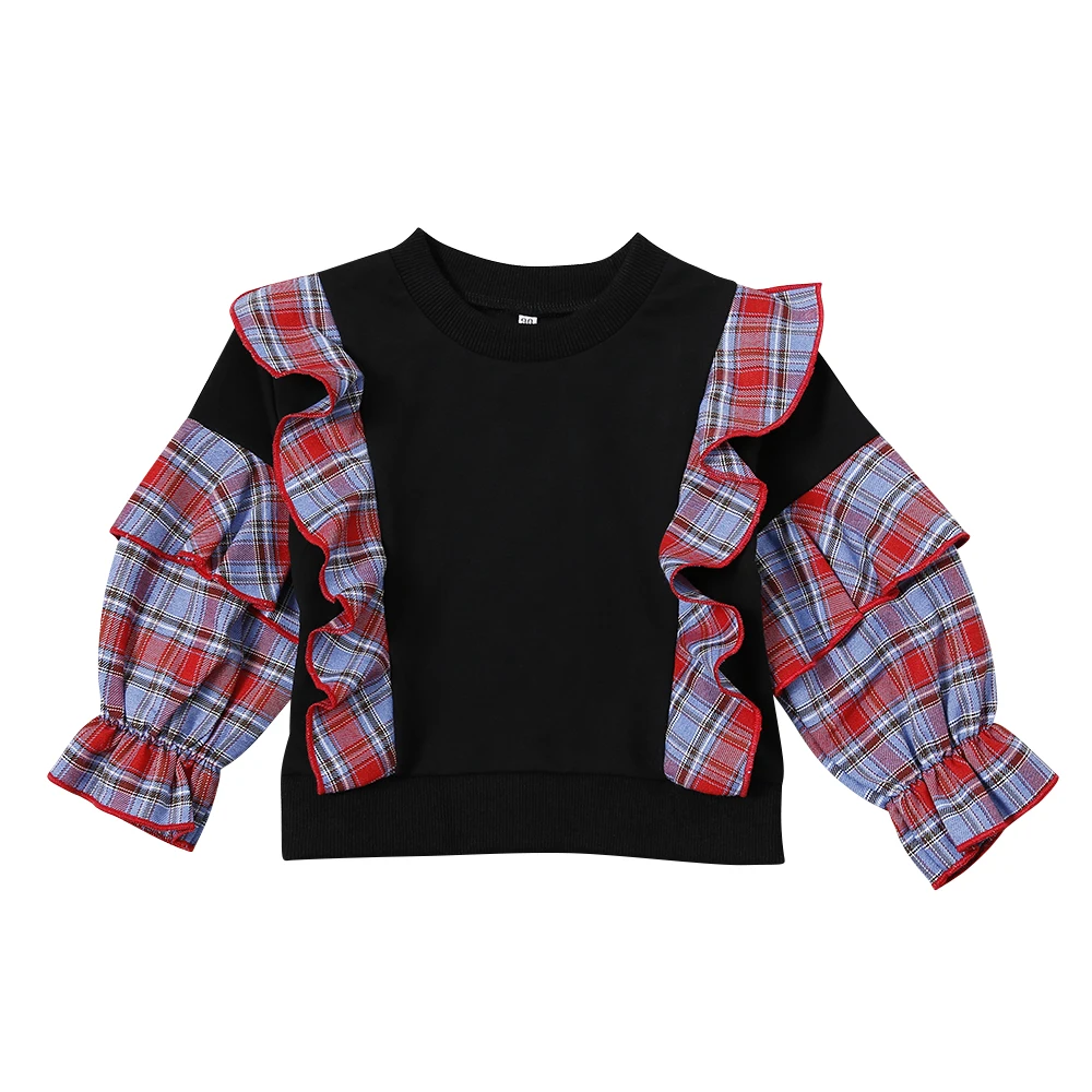 Autumn Winter Kid Baby Girl Coats New Fashion Plaid Long Sleeve Ruffle Tops Toddler Kids Clothes Cotton Casual Outfit 1-6T