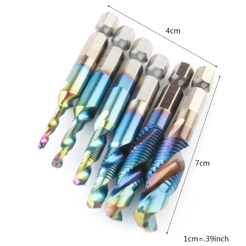 

6 Pcs Hex Shank Metric Thread Tap Spiral Trapezoidal Drill Bits Hand Screw Taps Sets Polished Hole Grinding Hand Tool
