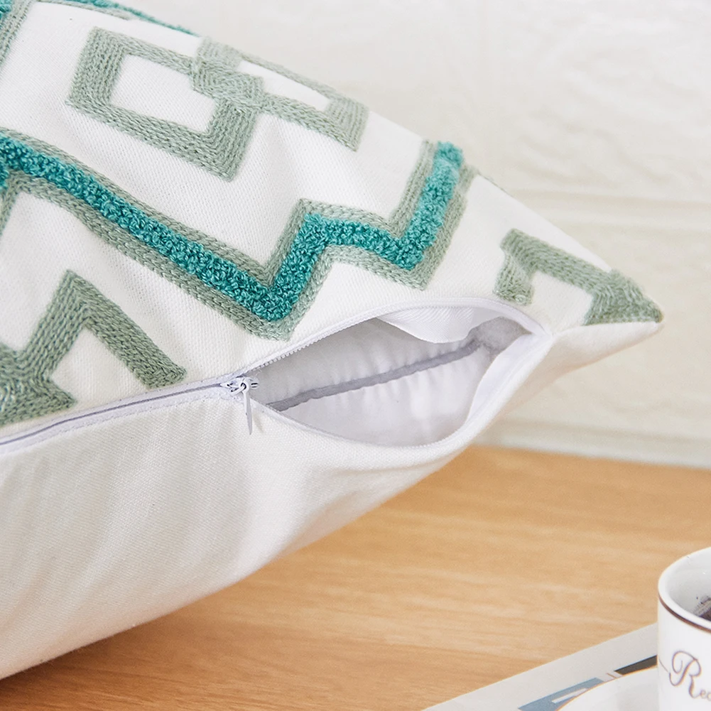 

Geometric Pillow Case Canvas Throw Pillow Cover Square Cushion Cover For Sofa Couch Christmas Decoration Green 1pc 45x45cm