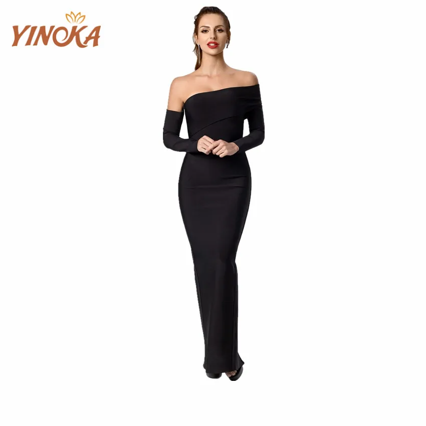 Женское облегающее платье Yinoka элегантное из искусственного шелка винного