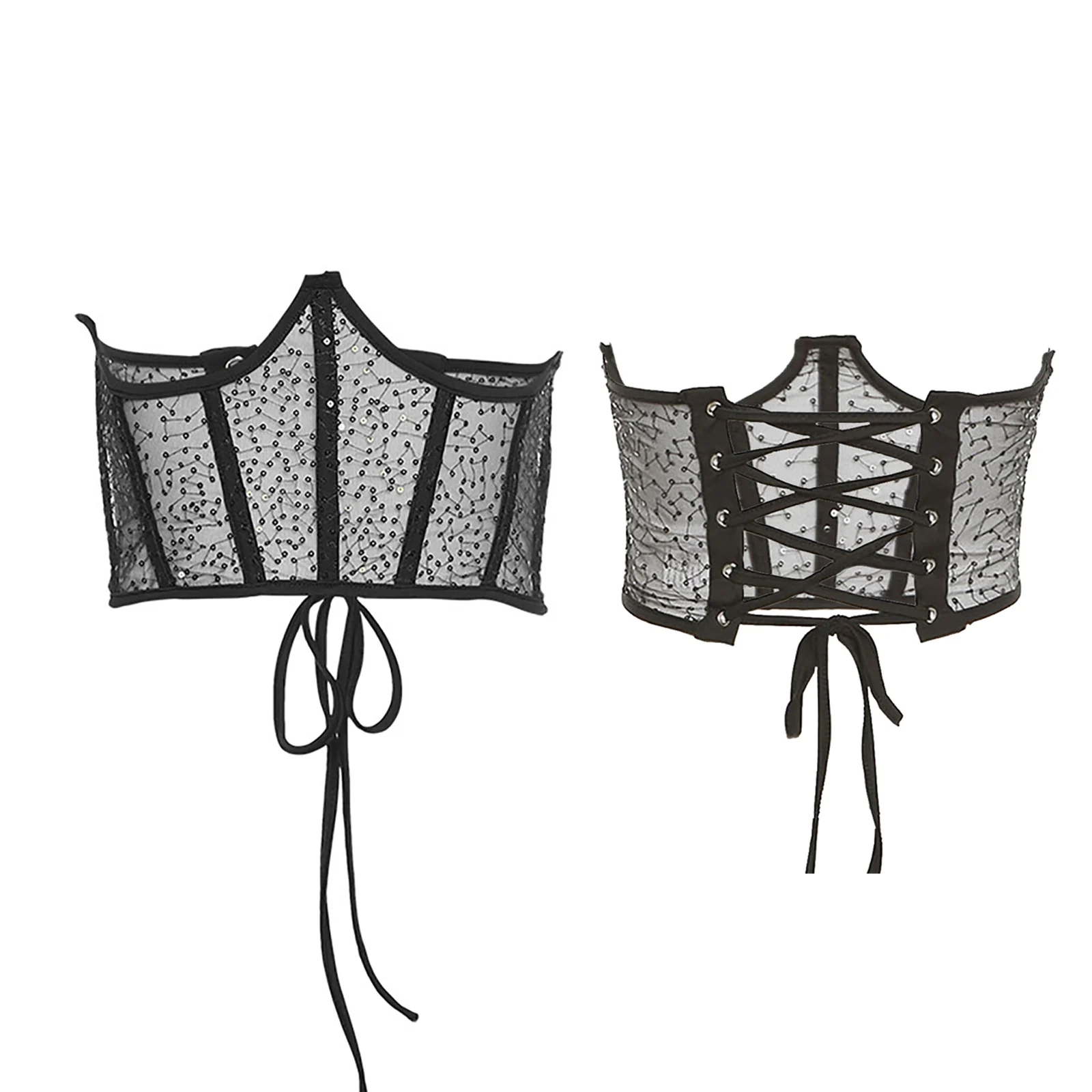 

Женский бандажный корсет с блестками, укороченные топы, регулируемый корсет на шнуровке сзади, ремень, корсет, вечерняя одежда, аксессуары, ...