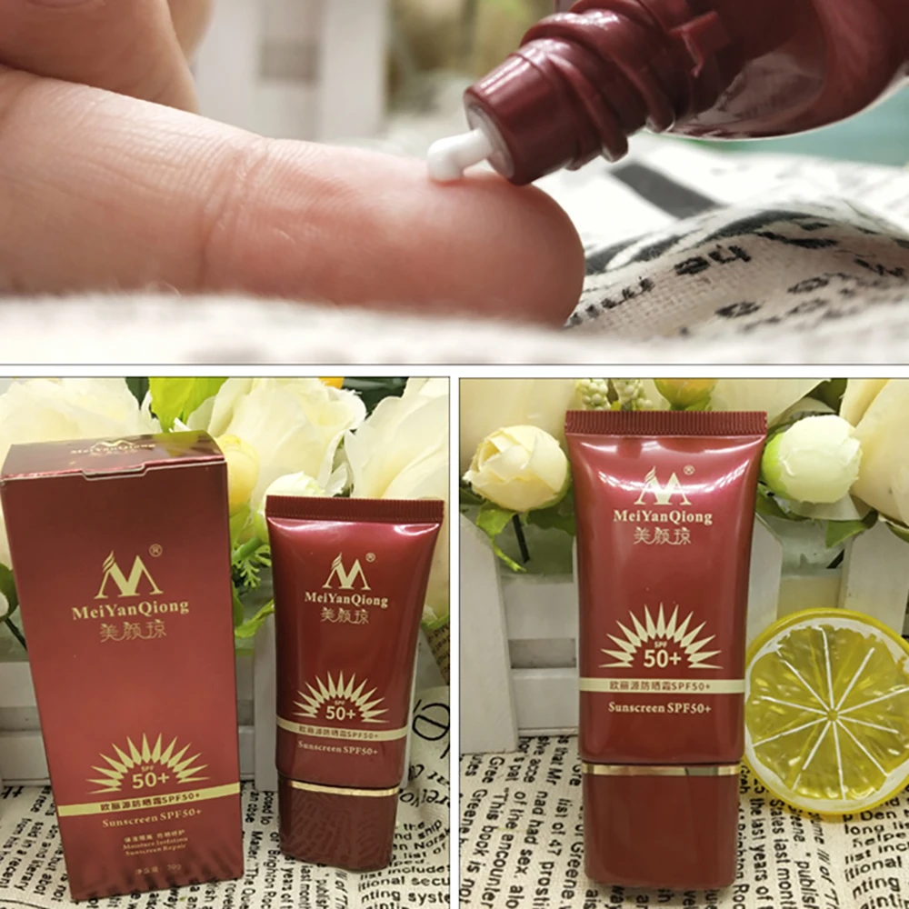 

MeiYanQiong Sunscreen SPF50+ Sunblock Skin Protective Isolation Oil Control Moisturizing for Facial Body Whitening Cream 30g