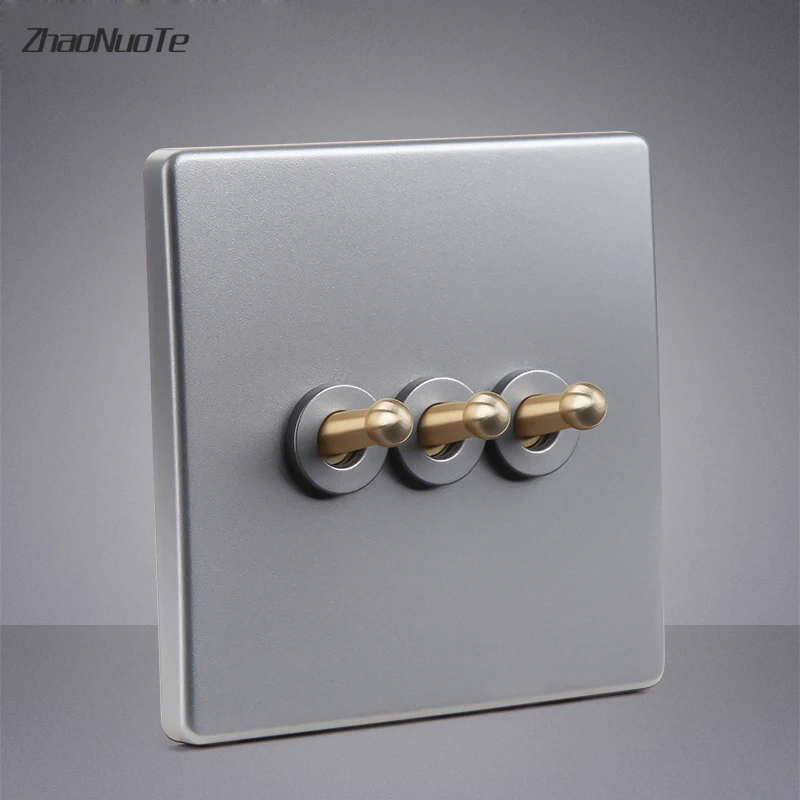 86 Тип серебристо-серой панели ретро настенный светильник тумблер 1-4gang 2-сторонний