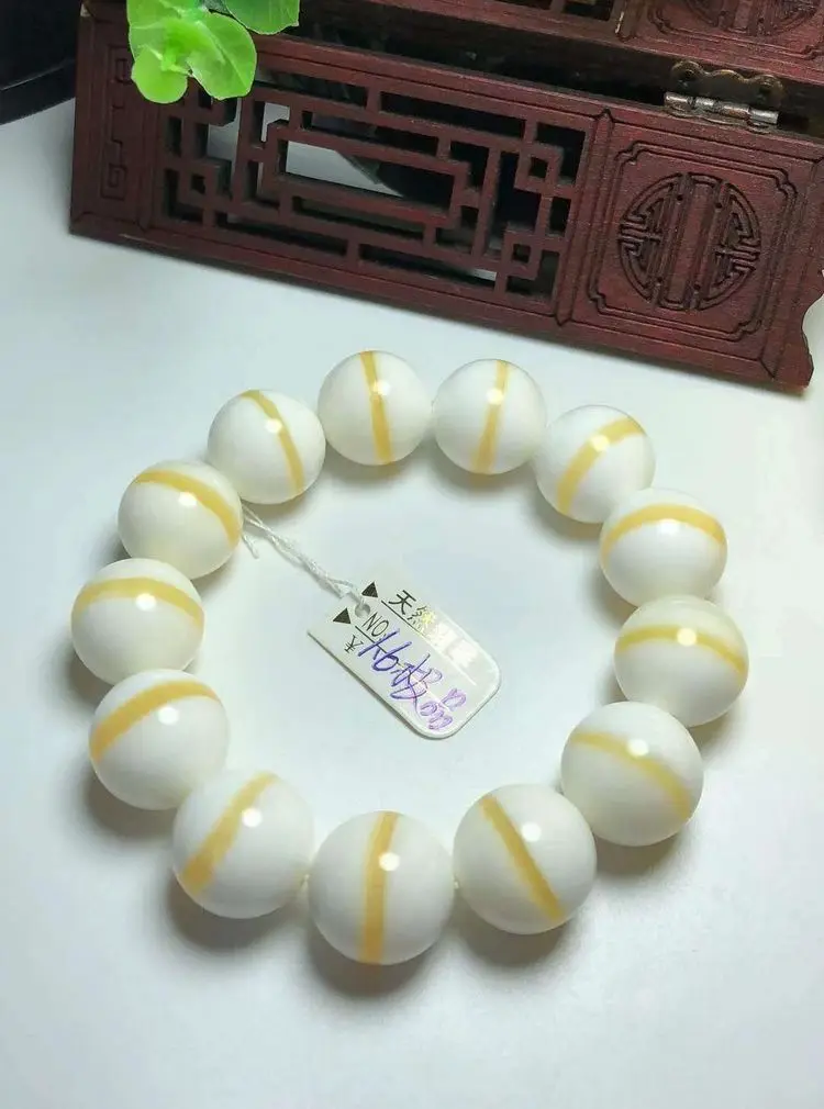 16mm Nature Sea tridacna Mala Bead Bangle golden Thread Giant Clam Organic Gems Rosary Churinga | Дом и сад