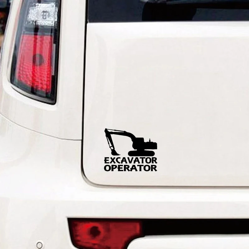 

Personality PVC Waterproof Sunscreen Decal Accessories Excavator Operator Sticker Decal Black Silver 15.5cm * 12.4cm