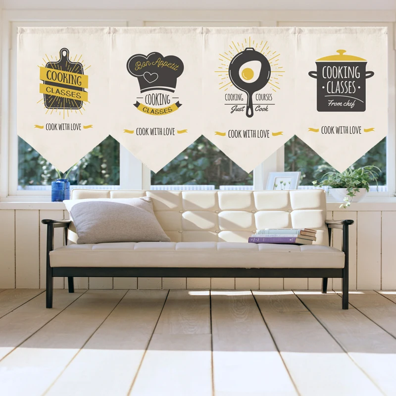 Декоративная треугольная занавеска кухонная полузанавеска мультяшная Короткая