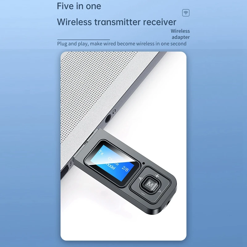 

5.0 Bluetooth Adapter LED Sn Wireless o Bluetooth Transmitter Receiver for PC TV Car 3.5mm AUX Music Sender