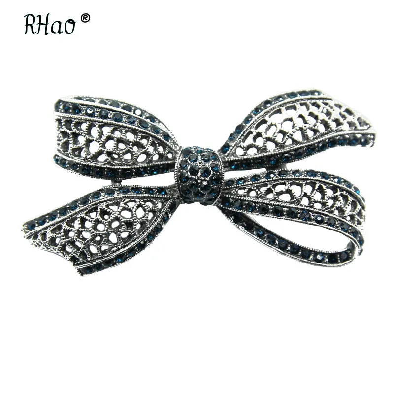 RHao винтажные большие золотые броши в форме цветка с бантом для женщин ретро-Брошь