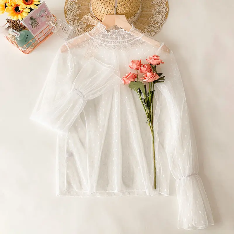 Женские Прозрачные топы с воротником стойкой сексуальные женские прозрачные