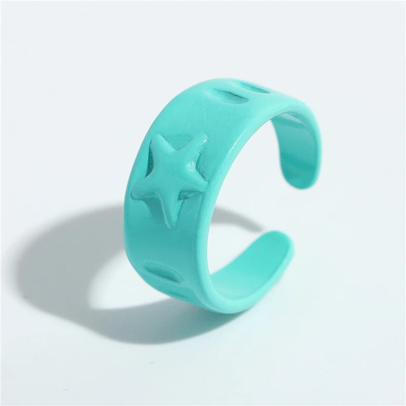 

ROXI Colorful Enamel Geometric Stars Open Rings for Women Girls Cute Candy Color Summer Jewelry Gift Hand-painted Cute Rings