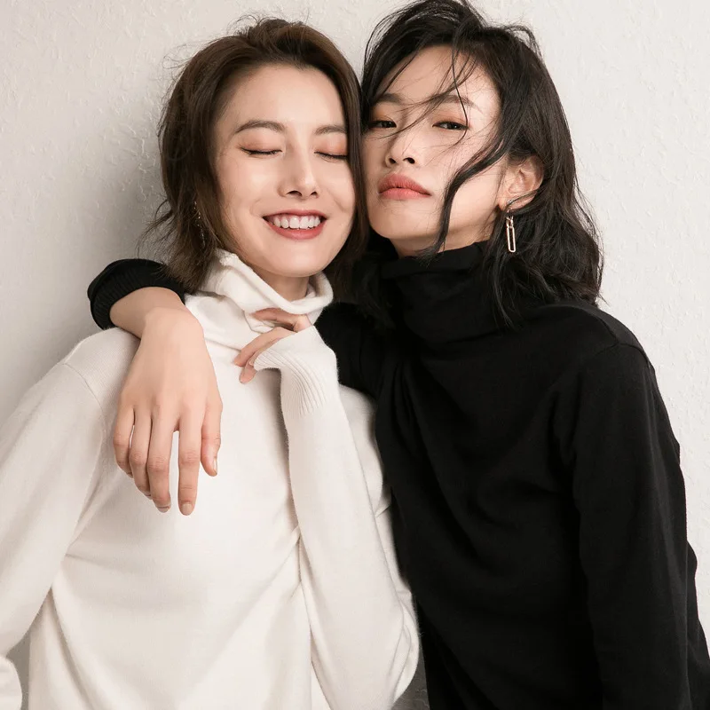 2019 Women Sweater Femme Autumn Turtleneck Long Sleeve White jumper Pullovers Tricot Pull | Женская одежда