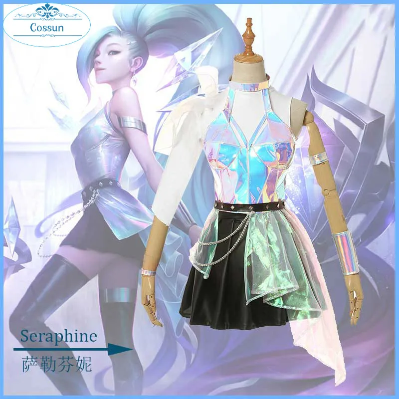 

Косплей-костюм для девочек и женщин из игры «LOL KDA Seraphine ALL OUT костюм «SJ», наряд для Хэллоуина, новинка 2020