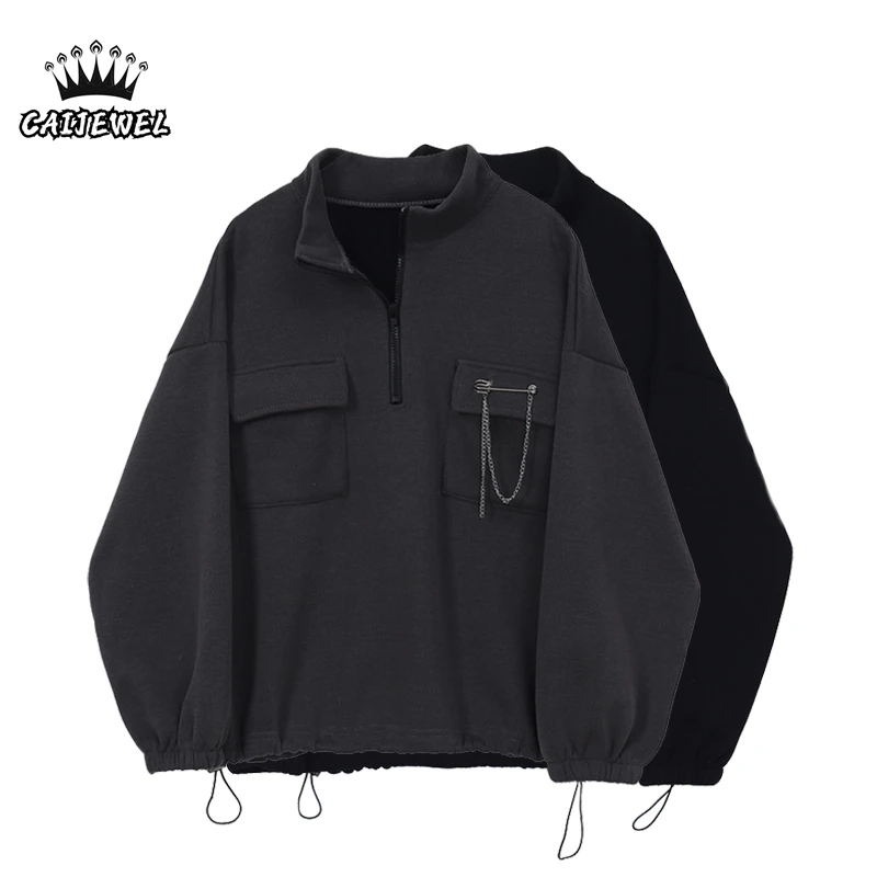 

Sweatshirt Women Fashion 2022 Autumn Harajuku Long Sleeves Baggy Casual TOP Pocket Design Street Ladies Clothes Zip Up Pullover