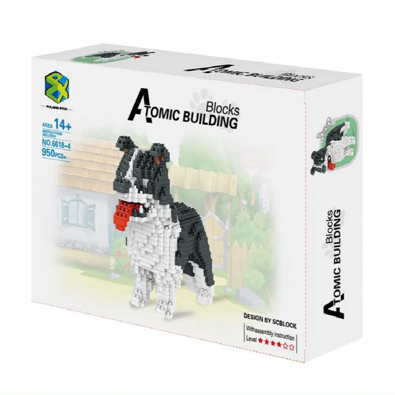 950pcs+ 6618-3 6618-4 Middle Size Dog Building Block Cute Husky Alaska Model Pet Cartoon Building Bricks Kids Toys for Children