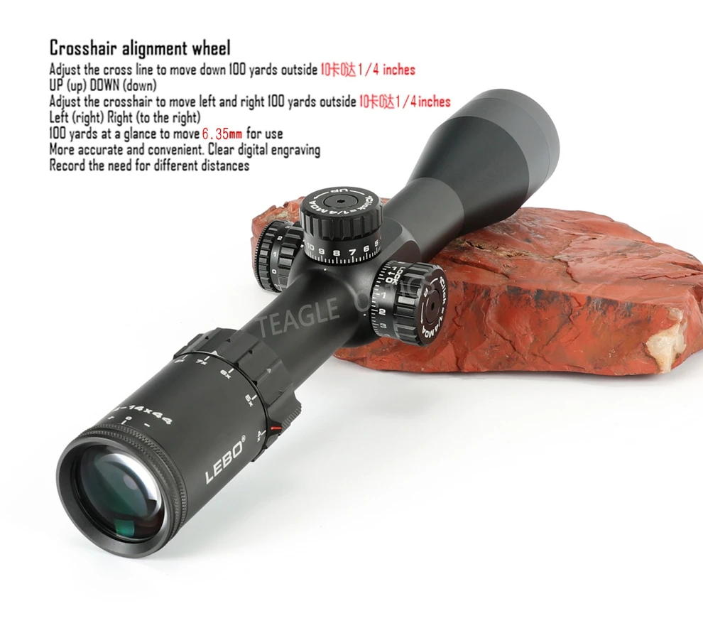 Tactal LEBO 4-14X44FFP охотничий прицел с красной точкой первый фокусный объектив оптики с 11 или 20 мм Крепление черный прицел