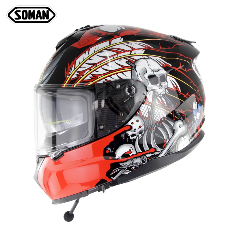 Skull Soman анфас Bluetooth мотоциклетный шлем Ece Сертифицированный шлем гоночный КАСКО вентилируемый шлем мото с bluetooth-гарнитурой - Цвет: Skull