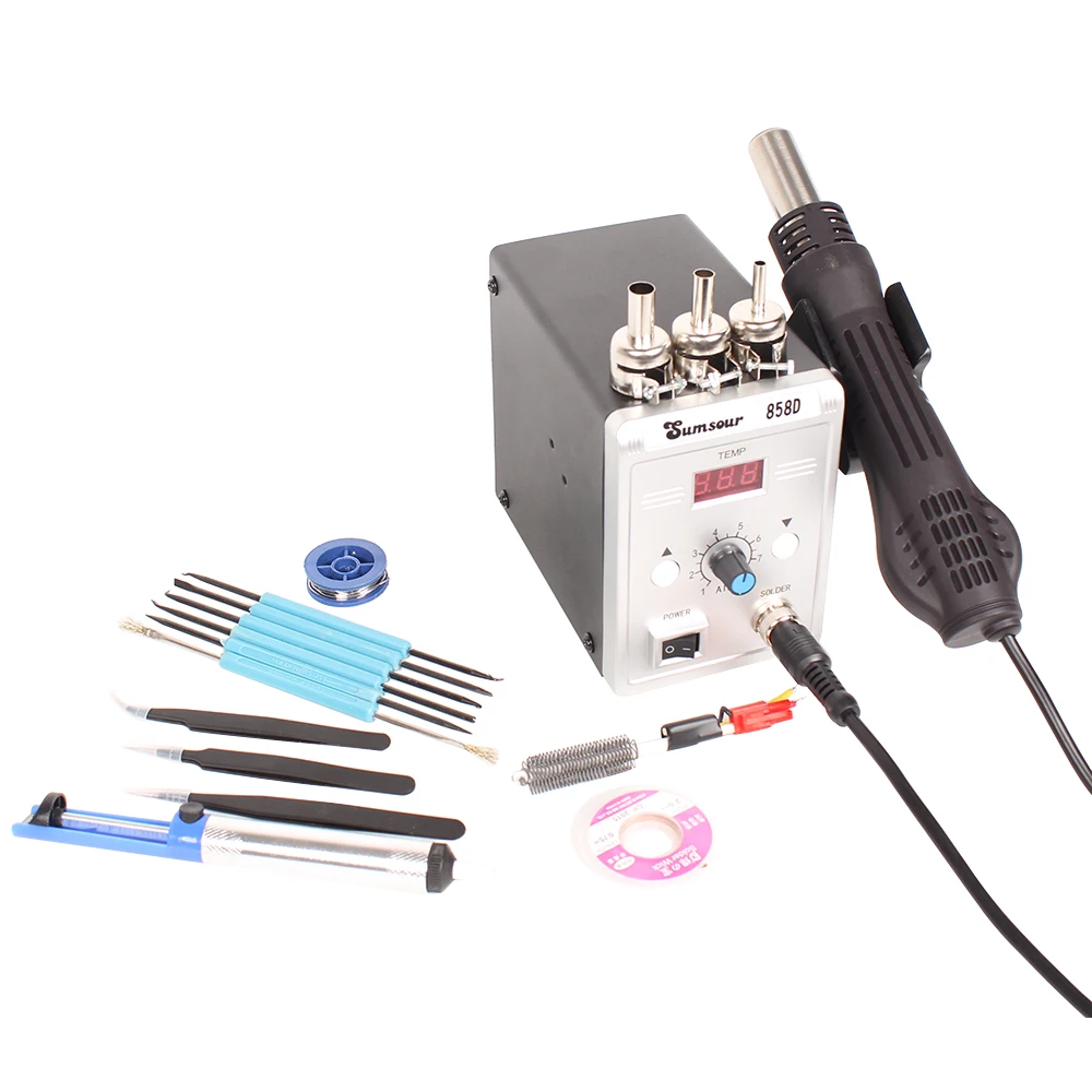 Паяльная станция 858D с цифровым светодиодным дисплеем и регулировкой температуры