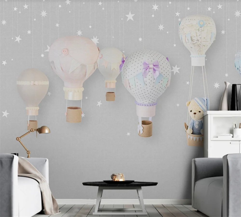 Custom 3D wallpaper mural Nordic simple hand-painted cartoon balloon children's room background wall | Обустройство дома