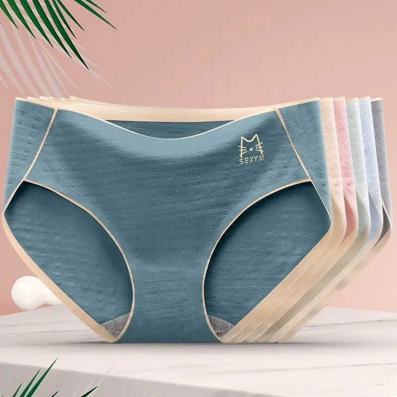 2/3/4pcs Women Panties Ladies Cotton Underwear Girls Breathable Seamless Middle Waist Briefs Cute Sexy Lingerie Intimates | Женская