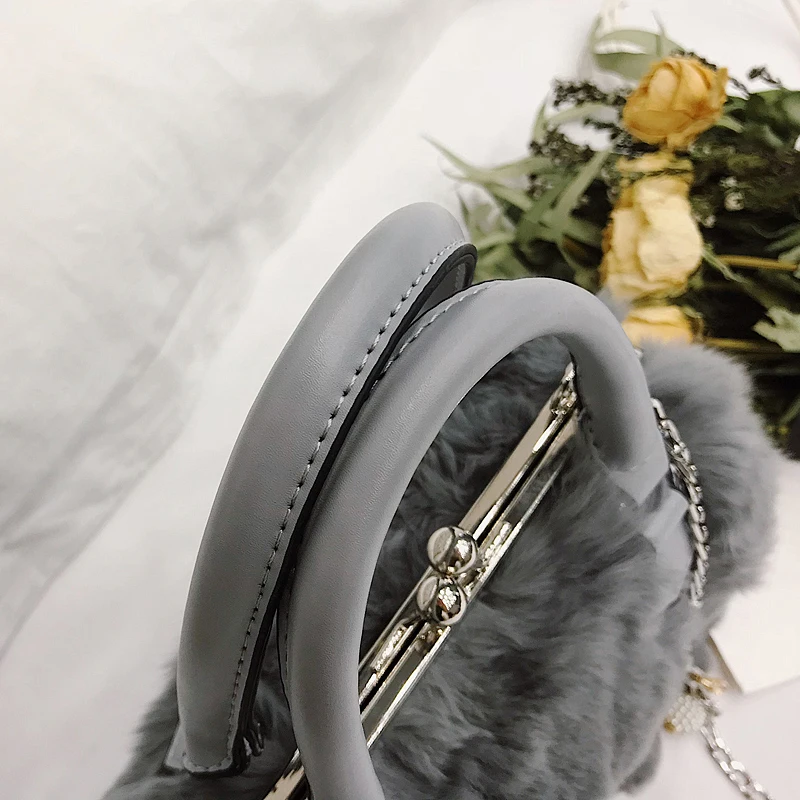 Сумка из меха кролика рекс роскошный дизайн женская сумка-мессенджер брендовая