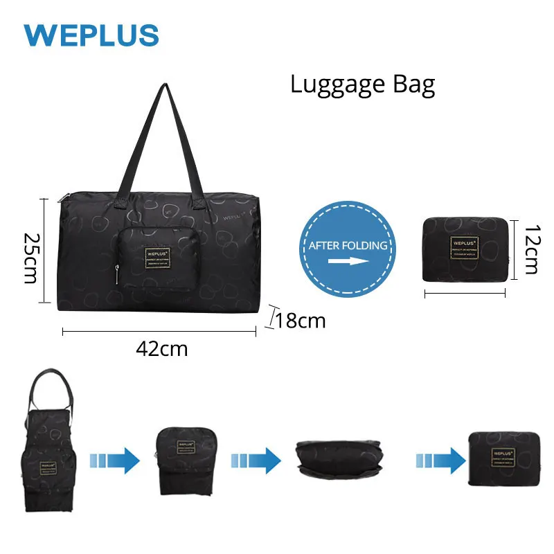 WEPLUS дорожная сумка для женщин водонепроницаемый чемодан Складная Duffle Сверхлегкий холщовый мешок мужчин