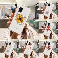watercolor flowers gold leaves phone case transparent for samsung a51 a50 a71 a70 a81 m60s note s21 s 20 10 9 8 11 e plus ultra