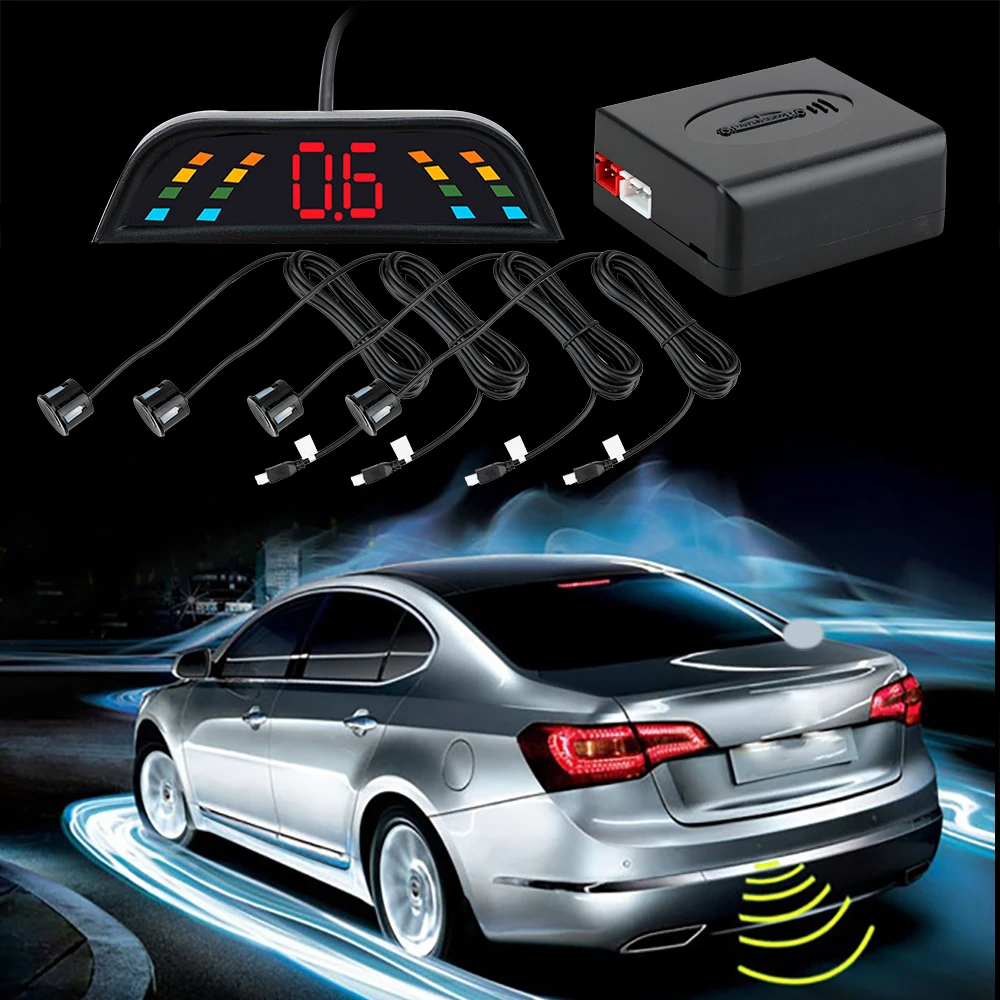 

LEEPEE Car LED Parking Sensor With 4 Sensors Reverse Backup Backlight Display Auto Parktronic Radar Monitor Detector System