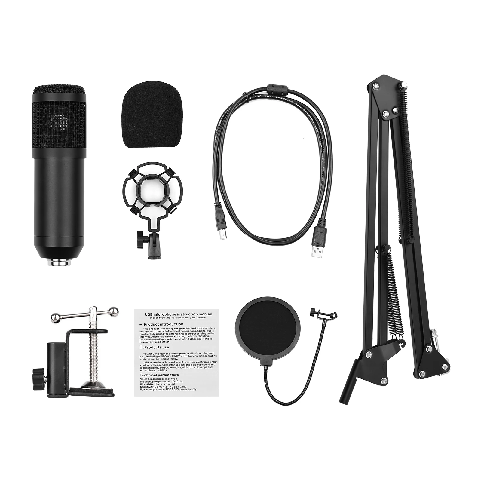 Набор для конденсаторного микрофона USB-кабель с настольным креплением ножничным