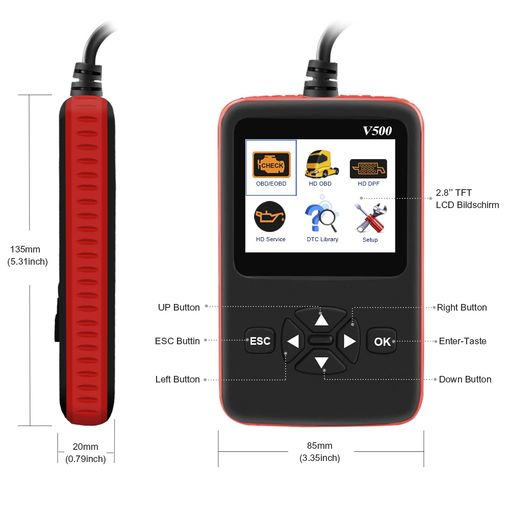 2021 New Car/Truck Diagnosis V500 obd2 Scanner Heavy Duty Truck Diagnostic Tool Code Reader Auto | Автомобили и мотоциклы
