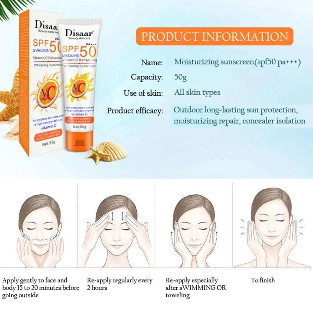 

50ml Sunscreen VC whole body sunscreen sweatproof waterproof UV isolation concealer brighten skin